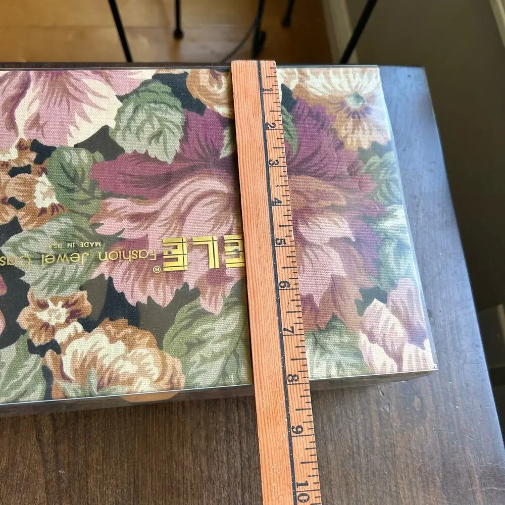 New! Mele Vintage Jewelry Box Pink Floral Fabric covered
